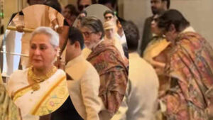 Jaya Bachchan smiles wide as she attends Arjun Tendulkar’s wedding, Amitabh Bachchan makes a rare appearance as the couple twins in white – WATCH VIDEO | Hindi Movie News