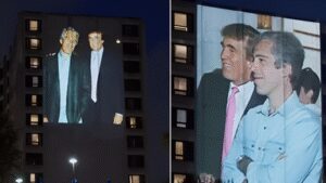 ‘Dog that hasn’t barked is Trump’: Epstein claim projected at DC hotel ahead of president’s media dinner
