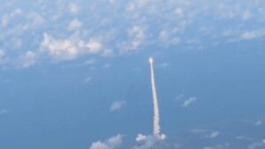 Watch: Artemis II launch captured from inside commercial jet over Kennedy Space Center