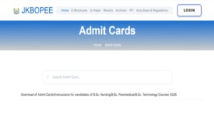 JKBOPEE CET admit card 2026 released at jkbopee.gov.in: Direct link to download hall tickets here