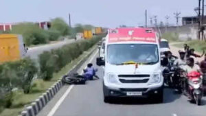 Caught on cam: Motorcycle rider meets with accident during TVK chief Vijay’s roadshow | India News