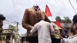 Cpm Bjp Statue Attack: Video: CPM claims BJP ‘goons attacked, broke Lenin statue’ in Bengal’s Murshidabad | India News