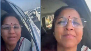 Supriya Sule: Supriya Sule stuck in massive Mumbai–Pune Expressway jam, misses party’s Maharashtra Day event; shares video from gridlock | Mumbai News