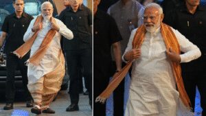 PM Modi dons traditional Bengali panjabi and dhuti as BJP marks historic West Bengal win | India News