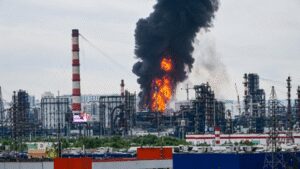 ‘Dragging out of war’: Ukraine hits Moscow region’s largest refinery in deep-strike attack – video