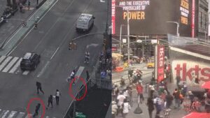 Watch: Crowds scatter as shots ring out in New York’s Times Square
