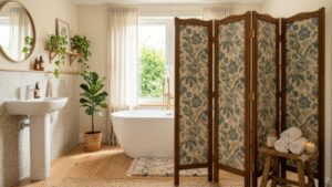 Skip the bathtub curtain: The vintage privacy trick that can make a bathroom feel more expensive