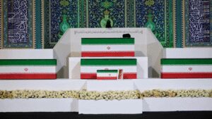 Mass grief at funeral projects hardline grip on post-war Iran