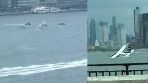 Seaplane carrying 8 crashes into New York’s East River, all rescued – video