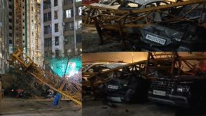 1 dead, several vehicles crushed after crane collapses from high-rise in Mumbai’s Mira Road | Mumbai News