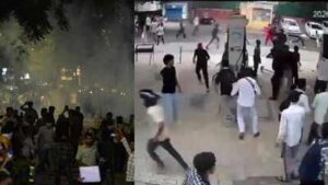 Cjp Protest: Tear gas, stones, bottles: Video shows late-night clash during CJP protest in Delhi | Delhi News