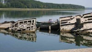 Record-low water levels are exposing the World War II wrecks near Serbia