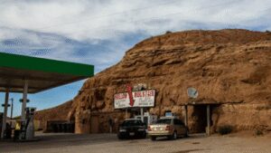 In 1964, a Utah businessman built a gas station beside Capitol Reef; after years of conflict over his quarry, the government took his property for $400,000 and razed the lodge and station