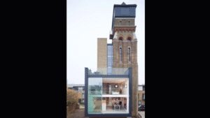 A British couple bought a derelict 85-foot, seven-storey Victorian water tower at auction; after years of painstaking work, the former asylum water supply became their family home