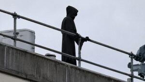 Man dressed as ‘Grim Reaper’ climbs onto hospital roof with long blade, apparently trying to scare patients | World News
