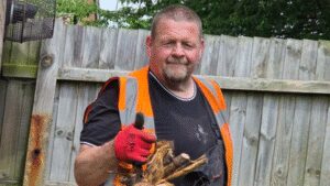 57-year-old English handyman clearing gardens for free after one Facebook post sparked a wave of requests for help