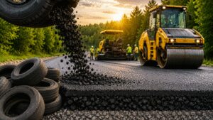 In 2025, Michigan recycled more than 7,000 scrap tires into 0.8 miles of Ellsworth Road; the project later won a national green construction award