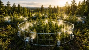 Scientists altered the air around a Wisconsin forest for 11 years; extra CO₂ drove 39% more productivity, but ozone reversed part of the gain