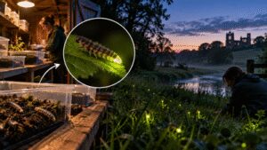 Glowworms return to a North Yorkshire reserve after more than 100 years; larvae raised in a Bristol garden shed have produced the first glowing females | World News