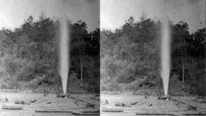 In 1895, lightning ignited a massive West Virginia gas well, sending flames 200 feet into the sky as crowds gathered to witness one of America’s most extraordinary fires